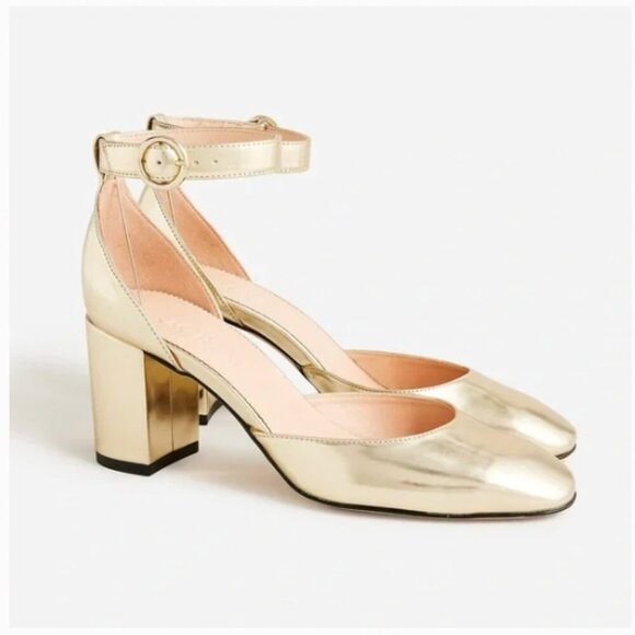 J.Crew Women’s Maisie Metallic Gold ankle-strap heels - Size 12 - Picture 1 of 11